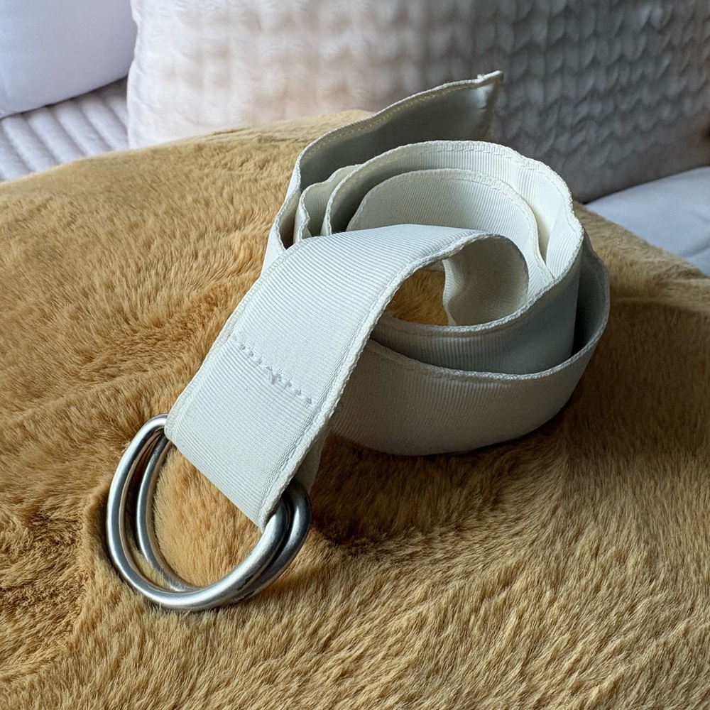 J. Crew Cream Double-Ring Canvas Belt